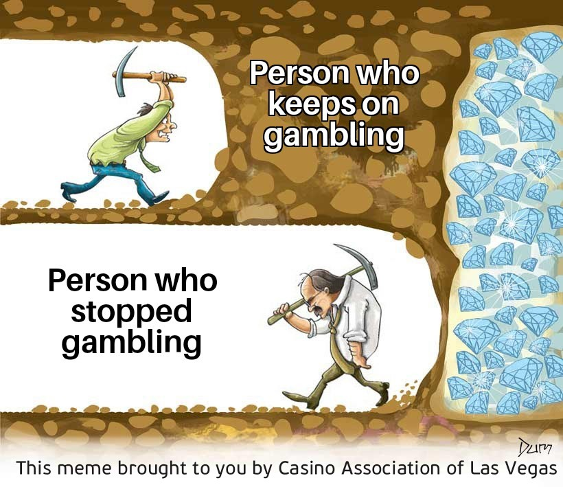 Mining meme about giving up right before reaching the diamonds
